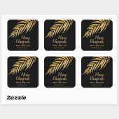 Tropisch Gold Glitter Palm Kerstmis Dank u Vierkante Sticker (Vel)