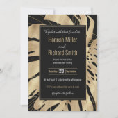 Tropisch Gold Monstera Leaf Black Design (Voorkant)