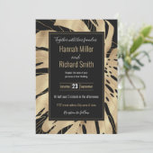 Tropisch Gold Monstera Leaf Black Design (Staand voorkant)