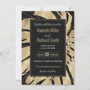 Tropisch Gold Monstera Leaf Black Design