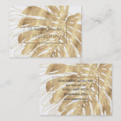 Tropisch Gold Monstera Leaf White Design Visitekaartje (Voorkant / Achterkant)
