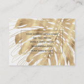 Tropisch Gold Monstera Leaf White Design Visitekaartje (Achterkant)
