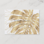 Tropisch Gold Monstera Leaf White Design Visitekaartje (Voorkant)