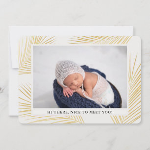 Tropisch Gold Palm Neutral Birth Announcement Card Aankondiging