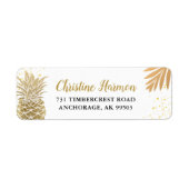 Tropisch Gold Pineappel Beach Return-adres Etiket (Voorkant)