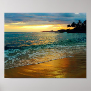 Tropisch Golden Hawaiian Beach Poster