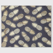 Tropisch Golden Pineapple Girly Chic Pattern Cadeaupapier (Vlak)
