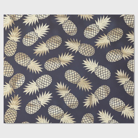 Tropisch Golden Pineapple Girly Chic Pattern Cadeaupapier (Vlak)