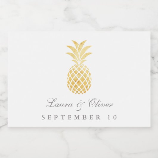 Tropisch Golden Pineapple Luau Sparkling Wijnetiket (Enkel label)