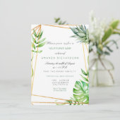 Tropisch Golden Poligonal Lijst Watermelon Green Kaart (Staand voorkant)