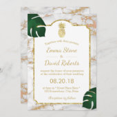 Tropisch goud anananas Moderne marmer Wedding Kaart (Voorkant / Achterkant)