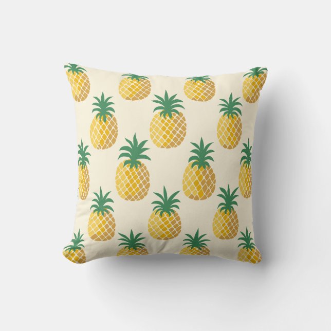 Tropisch Goud Ananas Gele Tint Kussen (Voorkant)