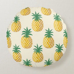 Tropisch Goud Ananas Gele Tint Rond Kussen