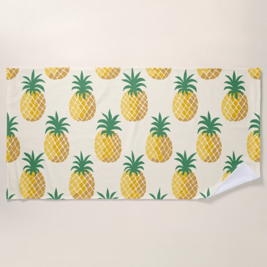 Tropisch Goud Ananas Gele Tint Strandlaken (Voorkant)