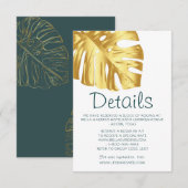Tropisch Goud Bruiloft Details Kaart (Voorkant / Achterkant)