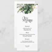 Tropisch goud en groen bruiloft Menu (Voorkant / Achterkant)