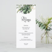 Tropisch goud en groen bruiloft Menu (Staand voorkant)