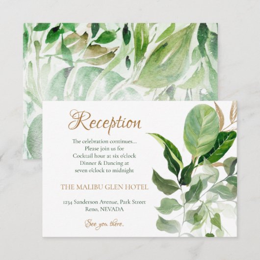 Tropisch goud en groen monstera laten ontsnappen informatiekaartje (Voorkant / Achterkant)