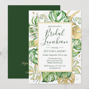 Tropisch goud en groene bridal lioncheon kaart