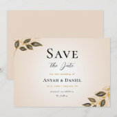 Tropisch goud en zwarte bladeren Exotic Cream Herf Kaart (Voorkant / Achterkant)