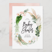 Tropisch goud geometrische florageblaasjes save the date (Voorkant / Achterkant)