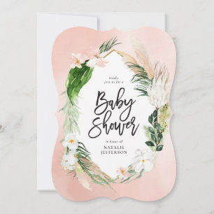 Tropisch goud geometrische florale folieroze roze  save the date