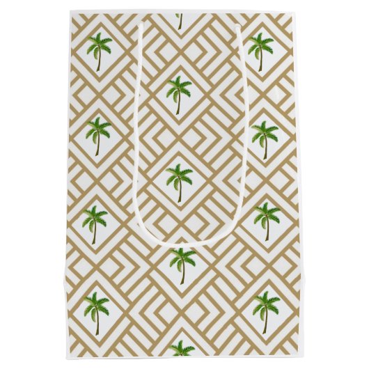 Tropisch goud geometrische palmboom medium cadeauzakje (Achterkant)