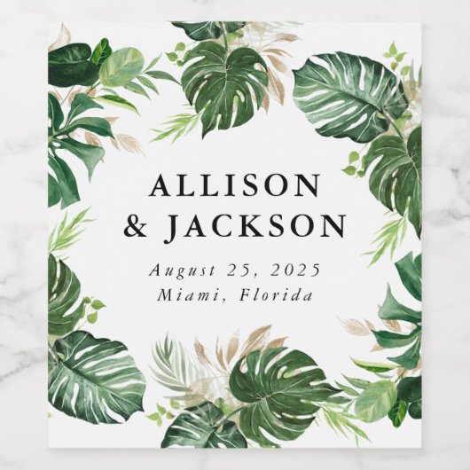 Tropisch goud | Gepersonaliseerd Wijn Etiket (Enkel label)