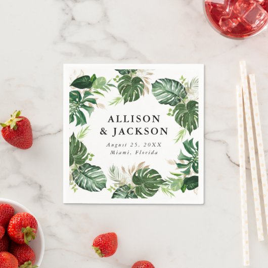 Tropisch goud | Gepersonaliseerde bruiloft Servet (Insitu)