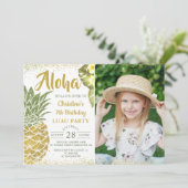 Tropisch Goud Glitter Ananas Verjaardagsfoto Kaart (Staand voorkant)