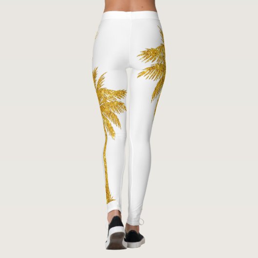 Tropisch goud Glitter Palm Tree Beach Lover Leggings (Achterkant)