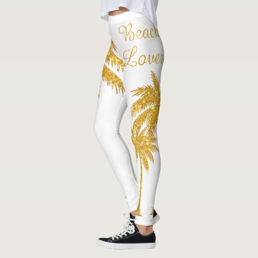 Tropisch goud Glitter Palm Tree Beach Lover Leggings (Links)