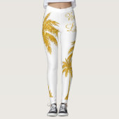 Tropisch goud Glitter Palm Tree Beach Lover Leggings (Voorkant)