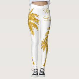 Tropisch goud Glitter Palm Tree Beach Lover Leggings