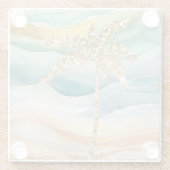 Tropisch goud glitter palmboom strand glazen onderzetter (Achterkant)