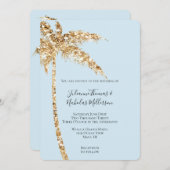 Tropisch Goud Glitzy Glitter Palm Tree Wedding Kaart (Voorkant / Achterkant)