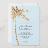 Tropisch Goud Glitzy Glitter Palm Tree Wedding Kaart (Voorkant)