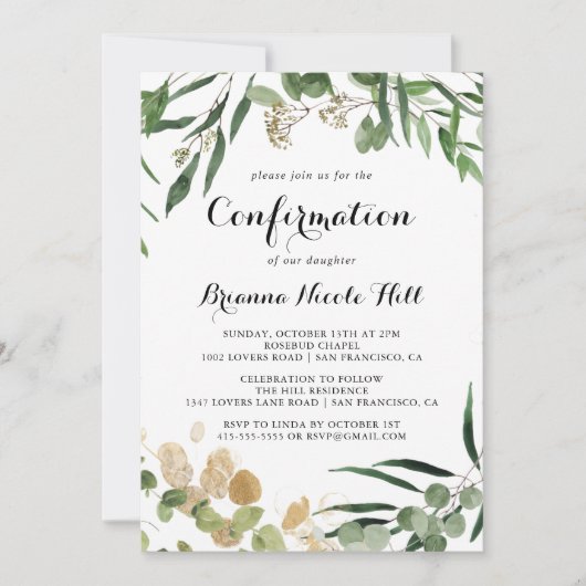 Tropisch Goud Groen Bladgroen Bevestiging Kaart (Voorkant)