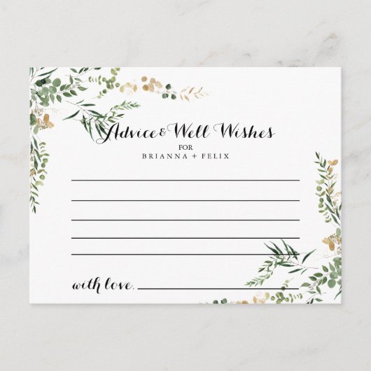 Tropisch Goud Groen Bladgroen Bruiloft Advies Kaar Briefkaart