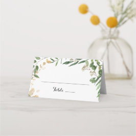 Tropisch Goud Groen Bladgroen Bruiloft Plaats Kaar Plaatskaartje