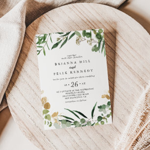 Tropisch Goud Groen Bladgroen Casual Bruiloft Kaart