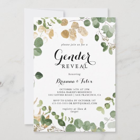 Tropisch Goud Groen Bladgroen Geslacht Onthullen P Kaart (Voorkant)