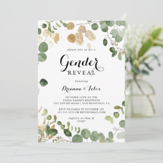 Tropisch Goud Groen Bladgroen Geslacht Onthullen P Kaart (Staand voorkant)