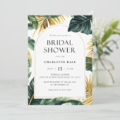 Tropisch Goud Groen Bruids Douche Uitnodiging (Staand voorkant)