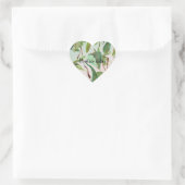 Tropisch Goud Groene Bladeren Hart Sticker (Tas)