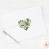 Tropisch Goud Groene Bladeren Hart Sticker (Envelop)