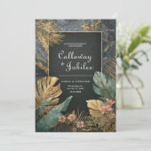 Tropisch Goud Marmer VIP Huwelijk Kaart (Staand voorkant)