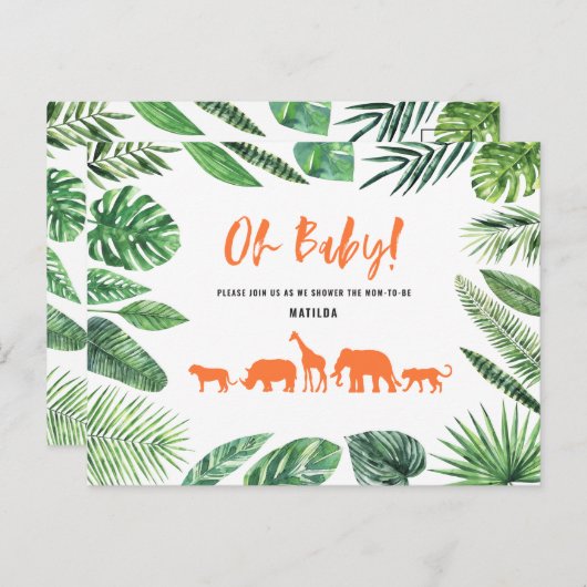 Tropisch goud moderne kleurrijke moeder-to-be briefkaart (Voorkant / Achterkant)