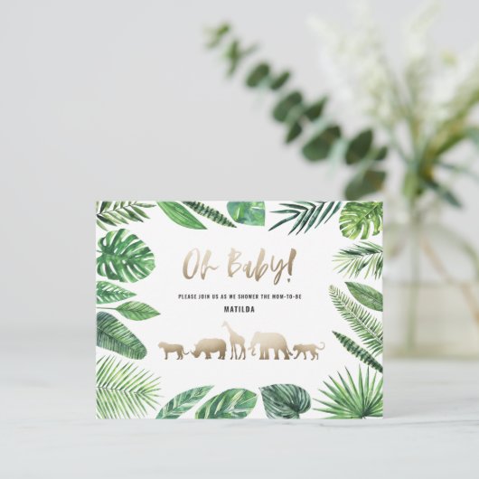 Tropisch goud moderne kleurrijke moeder-to-be briefkaart (Staand voorkant)