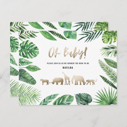 Tropisch goud moderne kleurrijke moeder-to-be briefkaart (Voorkant / Achterkant)